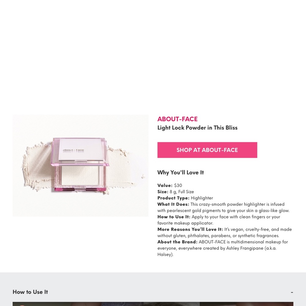 About-Face Light Lock Powder in This Bliss new